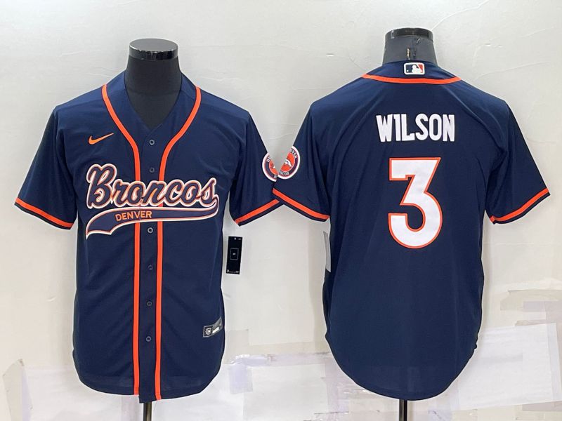 Men Denver Broncos #3 Wilson Blue 2022 Nike Co branded NFL Jersey->denver broncos->NFL Jersey
